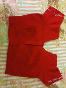 Stunning Red Embroidered Saree With Blouse