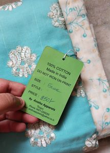 Blue Zari Work Unstitched Kurta Set