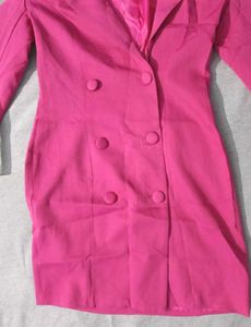 Hot Pink Double-Breasted Blazer Dress