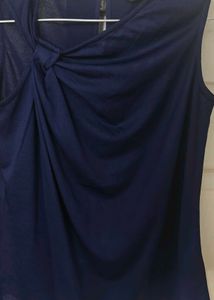 Navy Blue Knotted Sleeveless Top