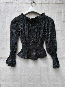 New with tag Korean Chic Off-Shoulder Polka Dot To