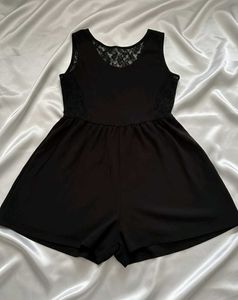 Chic Black Lace Detail Romper