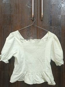 Chic Puff Sleeve Ruffle Peplum Top
