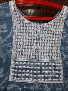 Blue Printed Kurta with Dupatta