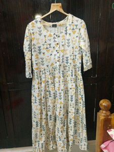 White Printed Kurti Dress