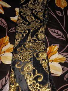 black golden velvet lace