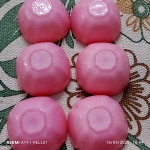 Set of 6 Pink &amp; White Bowls
