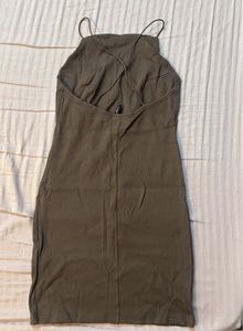 Brown halter strip neck mini dress