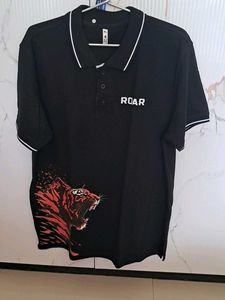 Men's Black ROAR Tiger Graphic Polo T-Shirt