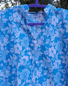 Blue Floral Print Kurta
