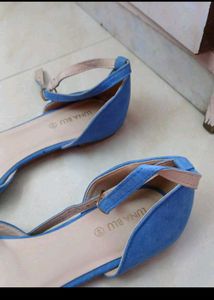 Colourful Floral Blue Ballerina Shoes - UK 7