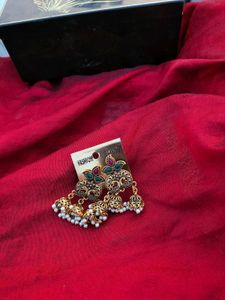 ATIBELLE Gold Plated Kundan Jhumkas