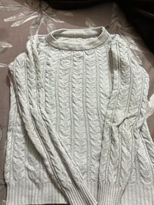 white Cable Knit Sweater