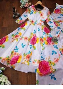 Elegant Floral Print Gown
