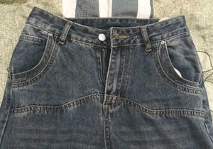 Wide Leg Blue Denim Jeans