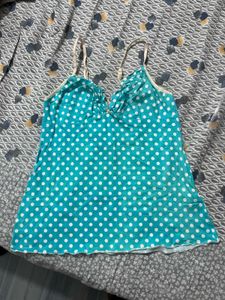 Cute Blue Polka Dot Cami Top