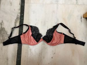 Peach & Black Lace Bra