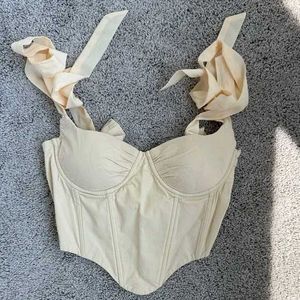 I. White Ruched Bustier Top
