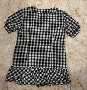 Black and White Gingham Ruffle Top