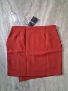 Chic Rust-Colored Wrap Skirt