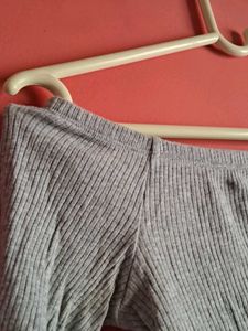Grey Off-Shoulder Ribbed Top