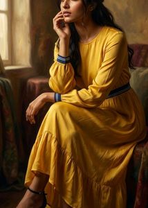 Elegant Yellow Midi Dress.