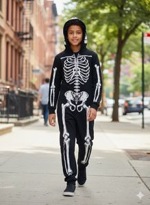 H&M Skeleton Onesie Costume 12/13 year boy 👦