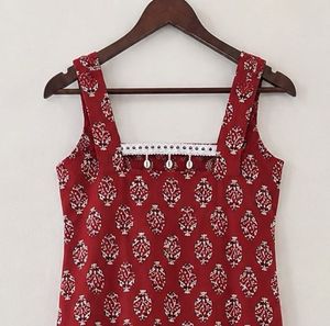 Red Block Print Kurta