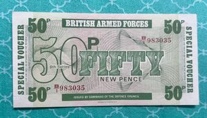 50 New Pence British Armed Force Rare