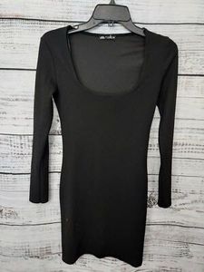 ZARA Woman Black Ribbed Square Neck Mini Dress
