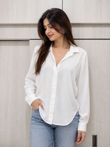 H&M Classic Solid White Button-Down Shirt