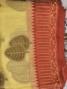Elegant Yellow Saree with Leaf Print