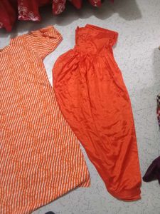 Orange Striped Salwar Suit