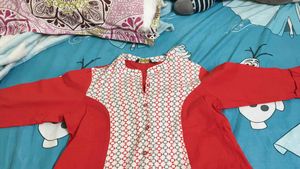 Red & White Printed Kurta
