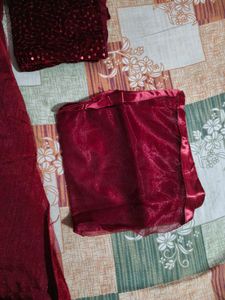 Maroon unstitched Lehenga Choli Set