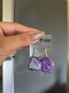 Unique Purple Agate Slice Earrings