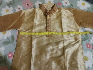 Golden Colour Kurta Pyjama Set For Boys