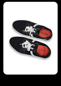 Black Canvas Sneakers with White Accents
