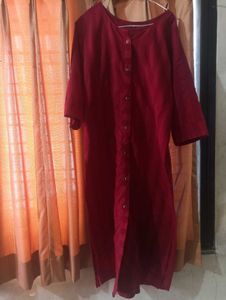 Maroon Stripped Straight Kurti