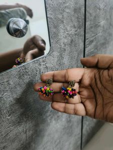 Boho Beaded Jhumka Earrings
