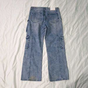 Baggy Blue Denim Cargo Pants