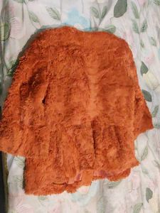 Cozy Orange Faux Fur Double-Breasted Jacket