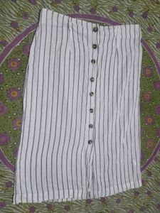 Striped Button-Up Midi Skirt