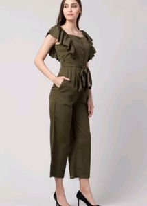 Olive Ruffle Jumpsuit