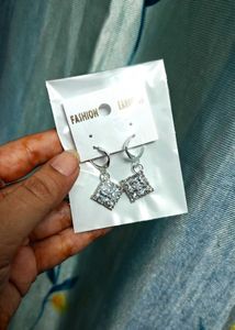 Sparkling Square Drop Earrings