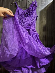 Stunning Handcrafted Purple Ruffled Party Dress