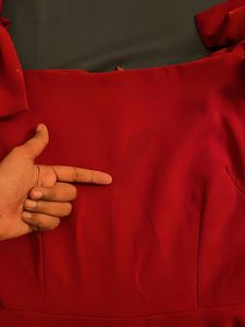 Classic Red Skater Dress with Shoulder Bow Detail