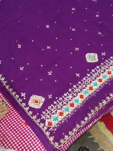 Purple Embroidered Saree with blouse
