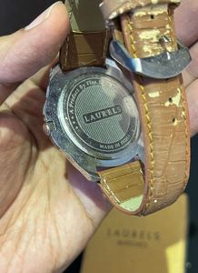 Laurels Watch Classic Brown Leather Strap