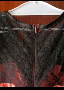 Coral &amp; Black Lace Dress